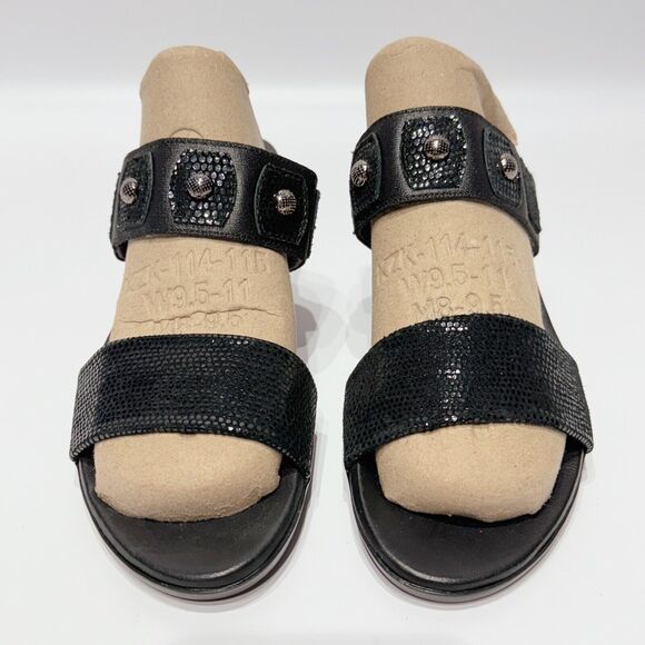 MUNRO AMERICAN Black Snakeskin Style Leather Heeled Slide Sandals Women Size 8N - Picture 4 of 14